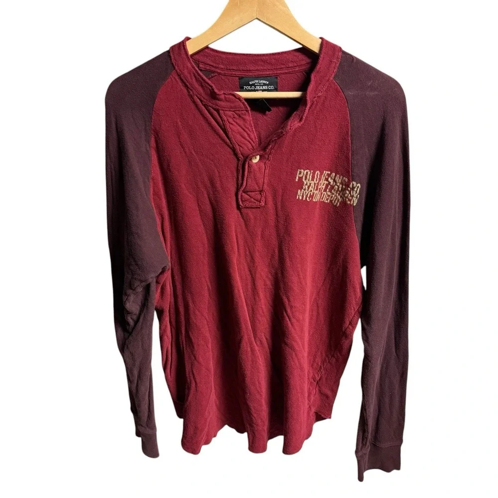 Polo Ralph‎ Lauren Jeans Men's Large Pullover Long Sleeve Shirt L Maroon